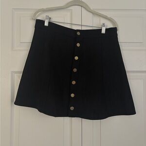 Black Suede Button-Up Women's Skirt